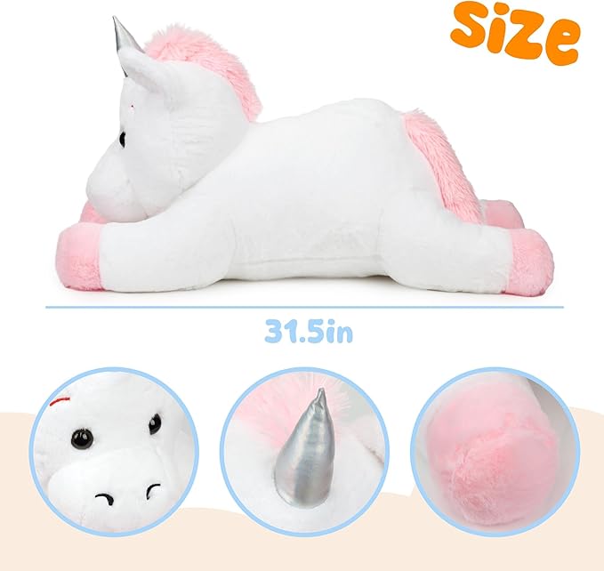 Unicorn Stuffed Animal, Giant 31.5" Stuffed Plush,Large Soft Plush Unicorn Toy Birthday Holiday Party Gifts for Kids Girls