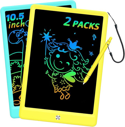 LCD Writing Tablet Doodle Board, Colorful Drawing Pad, Electronic Drawing Tablet, Drawing Pads,Travel Gifts for Kids Ages 3 4 5 6 7 8 Year Old Girls Boys (10.5 inch, Blue&Yellow)
