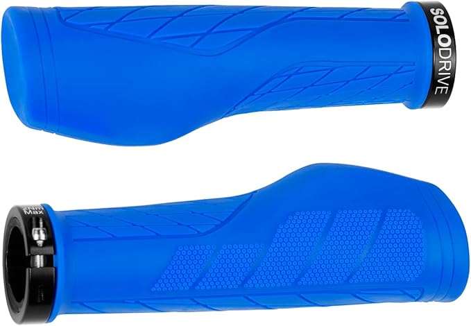 SOLODRIVE Ergonomic Design Mountain Bike Grips, Comfortable Bicycle Handlebar Grips, Single Lock-on and Non-Slip MTB Handle, Fit MTB, E-Bike, Hybrid, Scooter