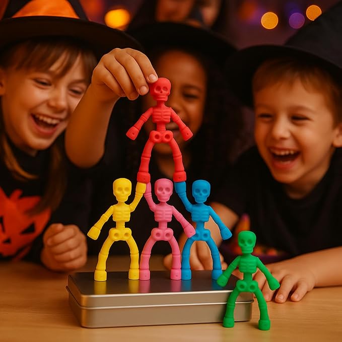 MAGMEN MagnaBones Magnetic Skeleton Fidget Toy 6-Pack Christmas Stocking Stuffers for Kids Ages 6-12 -Travel Toys for Airplane Car Restaurant - STEM Sensory Toys ADHD Autism