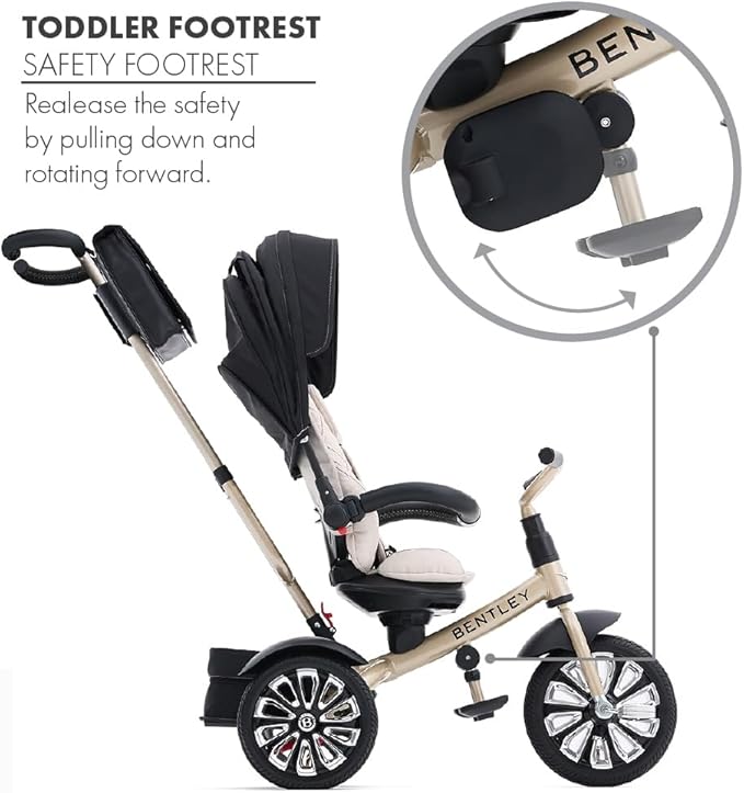 Bentley Trike - All Terrain Toddler Bike 6-in-1, Mulliner Gold Limited Edition, Officially Licensed and Designed by Bentley Motors UK; Baby to Big Kid Tricycle (6m-5y+)