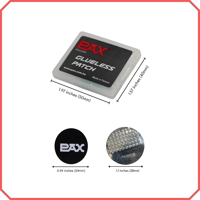 PAX 14 Pcs Lightweight Glueless Bike Tire Puncture Repair Patch Kit, 12 Self Adhesive Pre Glued Tube Patches & 2 Metal Buffer/Scuffers in Total, Quick & Easy Repair for Mountain Road Bicycle