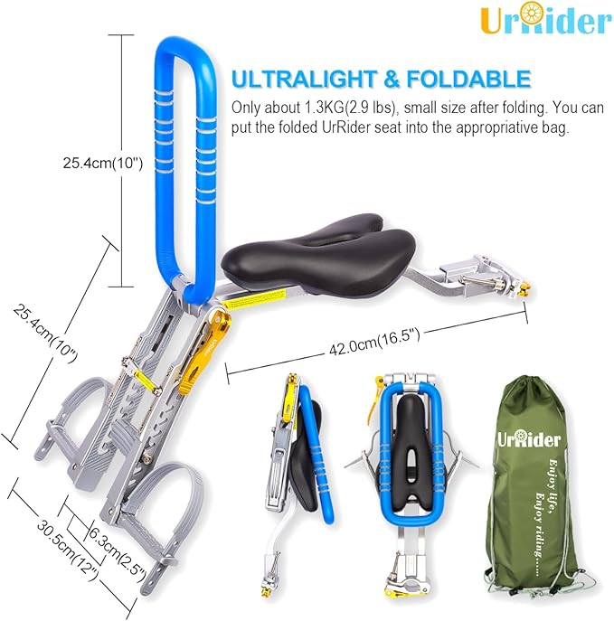 Child Bike Seat, Front Mount Kids Bike Seat,Fit Mountain Bikes, Cruiser Bikes, Folding Bikes, Ultra Light,Portable, Tool-Free, Quick-Release,Toddler Bike Seat for 2-6 Years(up to 60lbs)