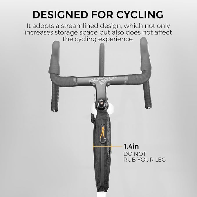 ROCKBROS Top Tube Bike Bag for Cycling, Bicycle Frame Bag for Bikepacking, Waterproof Bike Storage Bag, Cycling Accessories for Road Mountain Gravel Electric Bike (Black)