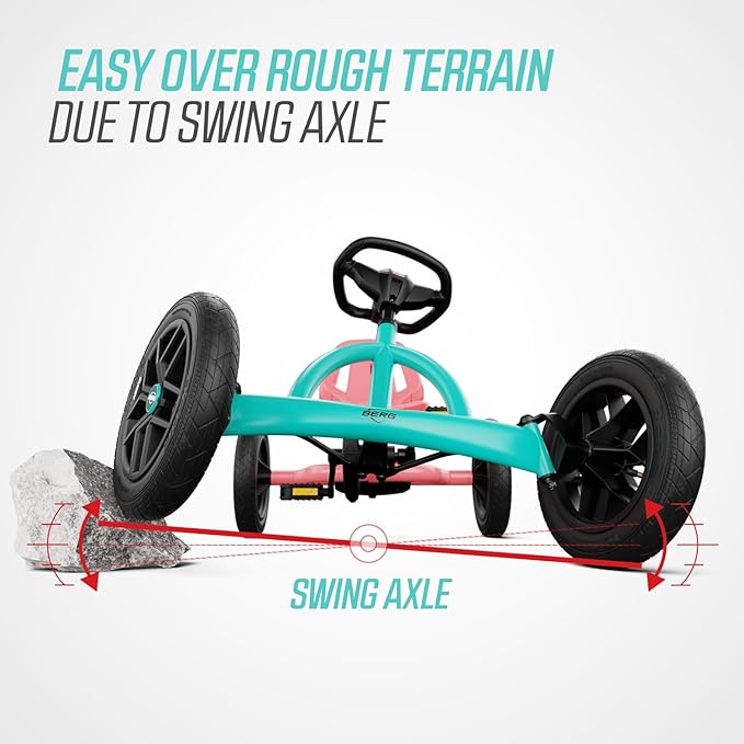 Berg Toys Buddy Lua Pedal Go Kart for Kids and Adults – Adjustable Ride On Toy for Ages 4-8 – Go Karts with BFR System, Adults Outdoor Pedal Car for Kids (Multi)