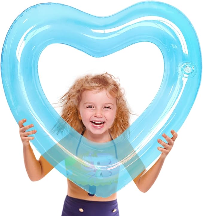 ZHUYNXIR Heart Swimming Pool Float Loungers Tube, Water Fun Beach Party Toys for Kids，Birthday Scene Layout Props.