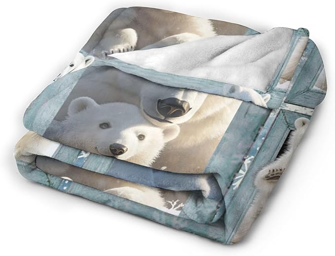 Polar Bear Blanket Gifts for Girls Boys Snowflakes Throw Blankets Cozy Plush Fleece Flannel Fuzzy for Women Men Decor 50"X40"