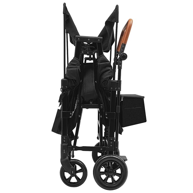 2-Seat Stroller Wagon for Kids, All-Terrain 4-Wheel Push Pull Wagon with 5-Point Harness & Sunshade, Foldable Double Wagon Cart with Adjustable Handle for 0-6 Years Old