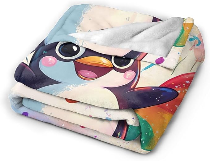 Penguin Throw Blanket Penguin Blanket Gifts for Kids Girls Boys Soft Cozy Warm Plush Fluffy Fuzzy Fleece Blanket Birthday Festival Decor 40''X50''