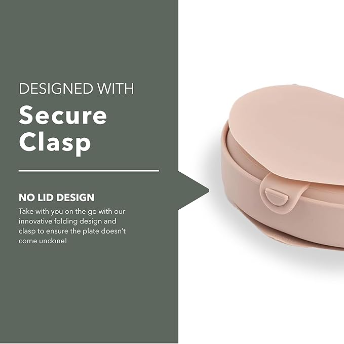 Miniware Baby Travel Plate with Suction - Foldable Silicone Baby Travel Essential to Promote Self-Feeding - Dishwasher Safe, BPA Free, Food Grade Silicone Baby Plate for On The Go - Pink Silifold