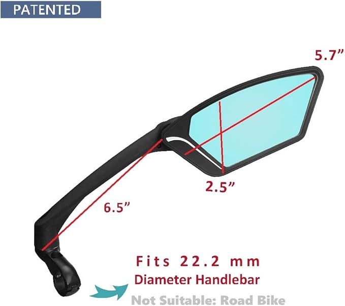 MEACHOW New Scratch Resistant Glass Lens,Handlebar Bike Mirror, Rotatable Safe Rearview Mirror, Bicycle Mirror,ME-010