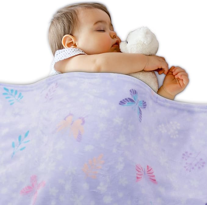 Viviland Kids Throw Blanket, Purple Butterfly Blankets for Kids, Soft Warm Lightweight Plush Throw Blanket Fleece Throw Blanket for Sofa Chair Couch Bed, for Kids, 30" x 40"
