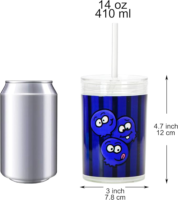 Youngever Kids Tritan Cup with Straws, Reusable 14 Ounce Toddler Cup with Lid and Straw, Unbreakable Kids Tritan Tumbler with Straw (Blueberry)