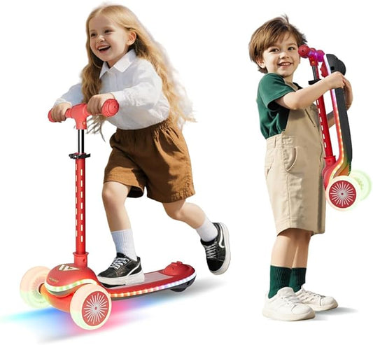 Winhope Kids Kick Scooter, 3 Wheel Scooter for Boy and Girl, LED Lighted Wheels and Widen Deck, Outdoor Ride-On Toys for Kids Aged 3-8
