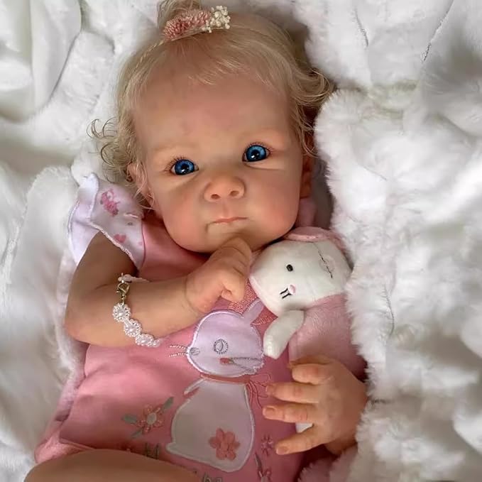 Lifelike Reborn Baby Dolls - 18 Inch Realistic Newborn Baby Doll with Weighted Soft Cloth Body Real Life Baby Dolls with Blonde Hair Birthday Gift for Kids Age 3+