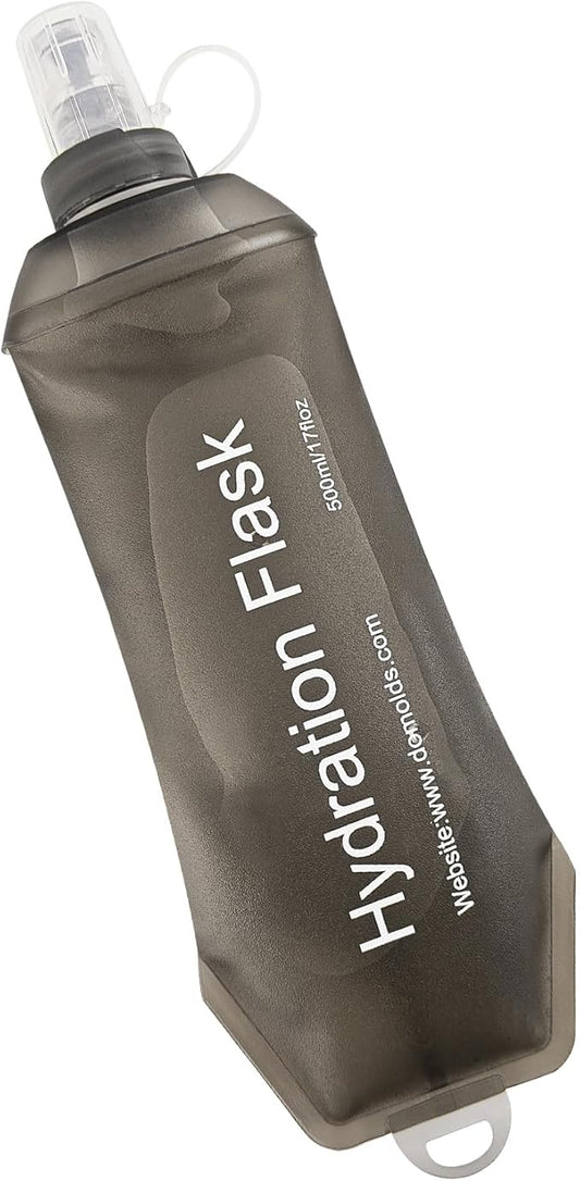 WILDREEDS 500ml Soft Flask, TPU Collapsible Soft Water Bottle for Hydration Pack, Running Vest, Folding Water Bottle for Hiking Cycling Climbing-1Pcs, Grey