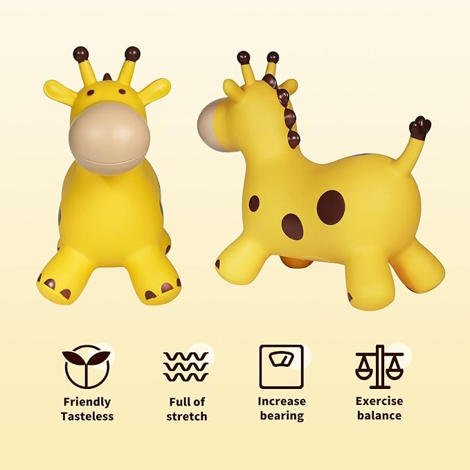 PlayZap Giraffe Bouncy Horse Hopper, Bouncy Animals Hopper for Toddlers, Inflatable Jumping Ride on Bouncer, Kids Hopping Toys for 18M 2 3 Years Old Kids Boys Girls Gifts