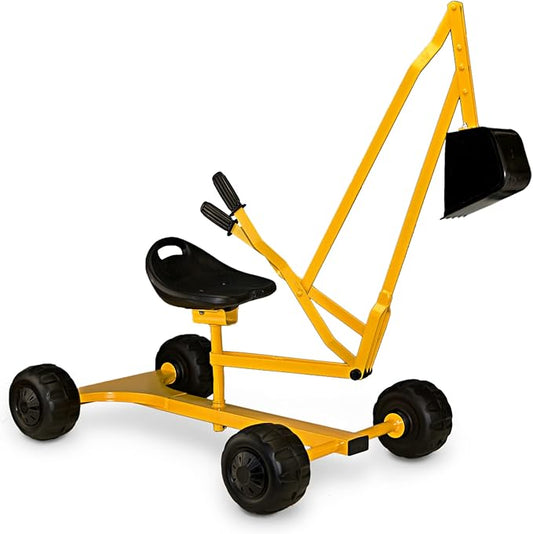 WonkaWoo Ride On Excavator Toy Sand Digger Crane with 4 Wheels for Outdoor Playground and Sandbox