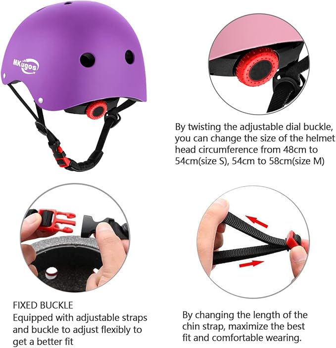 Kids Bike Helmet for Ages 2-14, Adjustable Safety Toddler Helmet with Protective Gear Set, Skateboard Scooter Helmets with Knee Elbow Pads Wrist Guards