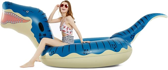 Jasonwell Inflatable Dinosaur Swimming Pool Float for Kids Boys Girls Adults 124'' Giant Tyrannosaurus Rex Floatie Summer Beach Ride on Party Pool Raft Lounge Toys