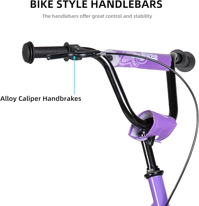 JOYSTAR Kick Scooter for Kids 5+ Teens & Youth, Lightweight Kids Scooter with Adjustable Handlebar, 2 Wheel Scooter for Boys & Girls, 12" Inflatable Wheels Rear Drum Brakes