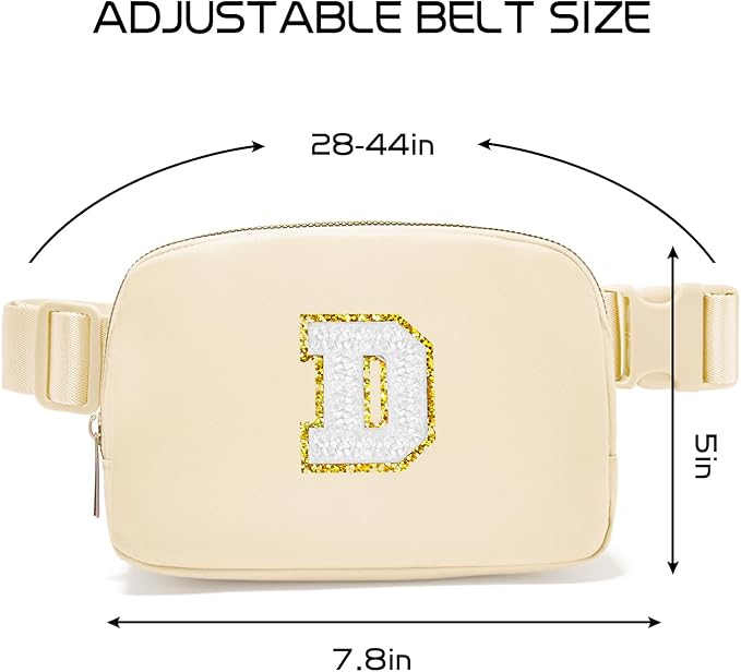 Gitus Birthday Gifts for 8 9 10 11 12 13 Year Old Girls Personalized Fanny Pack Crossbody Bags with Initial Letter Patch Belt Bag for Teen Girls Cute Trendy Stuff Travel Essentials (Beige-D)