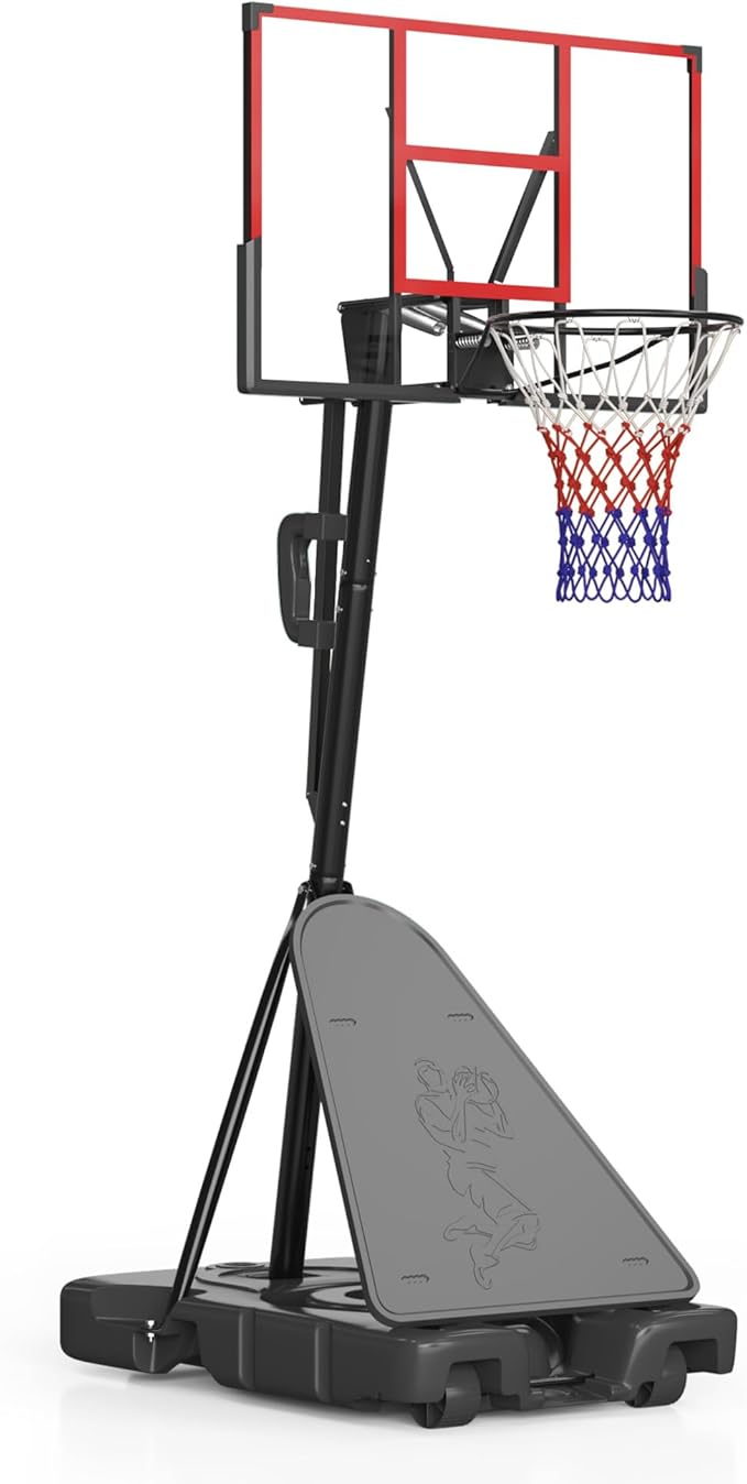 Polar Aurora Basketball Hoop Outdoor, 4.4-10FT Adjustable Kids Basketball Hoops Indoor, Basketball Goal 45’’PC Shatterproof Backboard, Portable Basketballs Hoop for Adult W/Basketballs Accessories Net