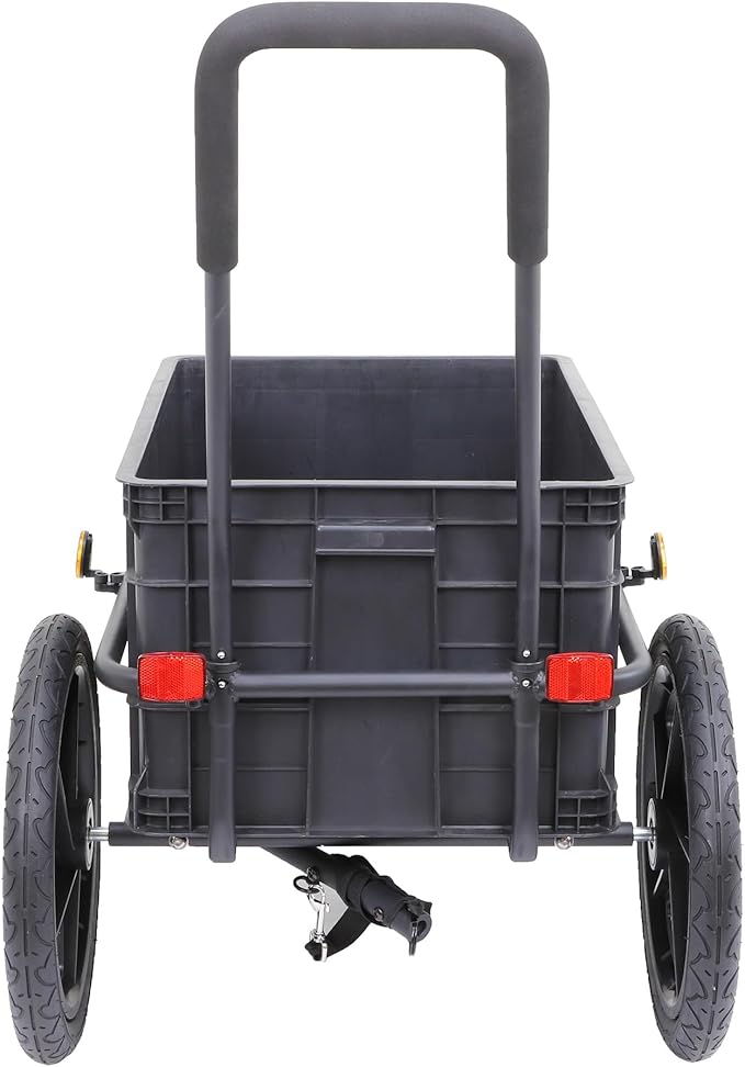 Xspec 2-in-1 Bike Cargo Trailer Pushcart, Bicycle Trailer with Removable Box and Waterproof Cover, Black, Pushcart Stroller with Tow Hitch and Removable Handlebar