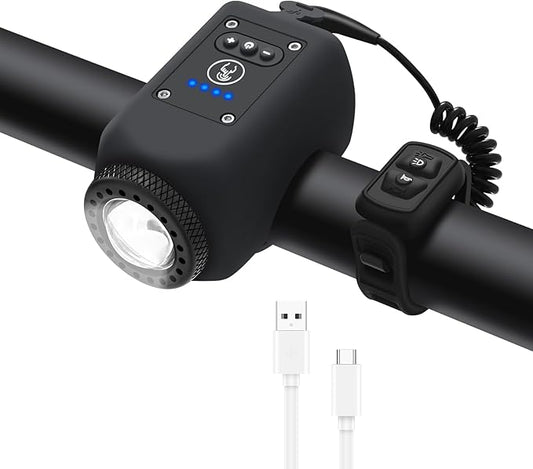 Bike Horn, Bicycle Horn with Large Range Floodlight, IPX5 Waterproof with USB Rechargeable Bike Electronic Horn