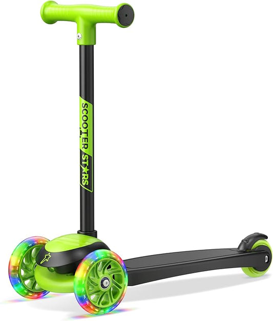 3 Wheel Scooter for Kids, Smooth Light Up LED Front Wheels, Wide Anti Slip Deck, Rear Foot Brake, Easy Lean to Steer Maneuvering, Indoor & Outdoor Ride On Toys for Ages 2 Up