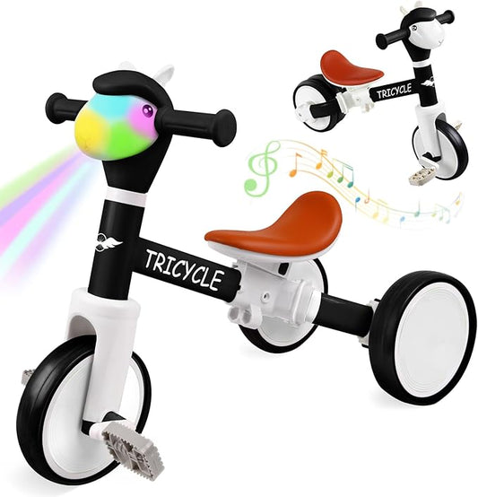 Tricycle for Toddlers 3 Year Olds, Toddler Balance Bike for Boys Girls 2-4, Toddler Tricycle with Light & Music Front, Kids Bicycle with Removable Pedal, Birthday Gifts for 2 3 4 5 Year