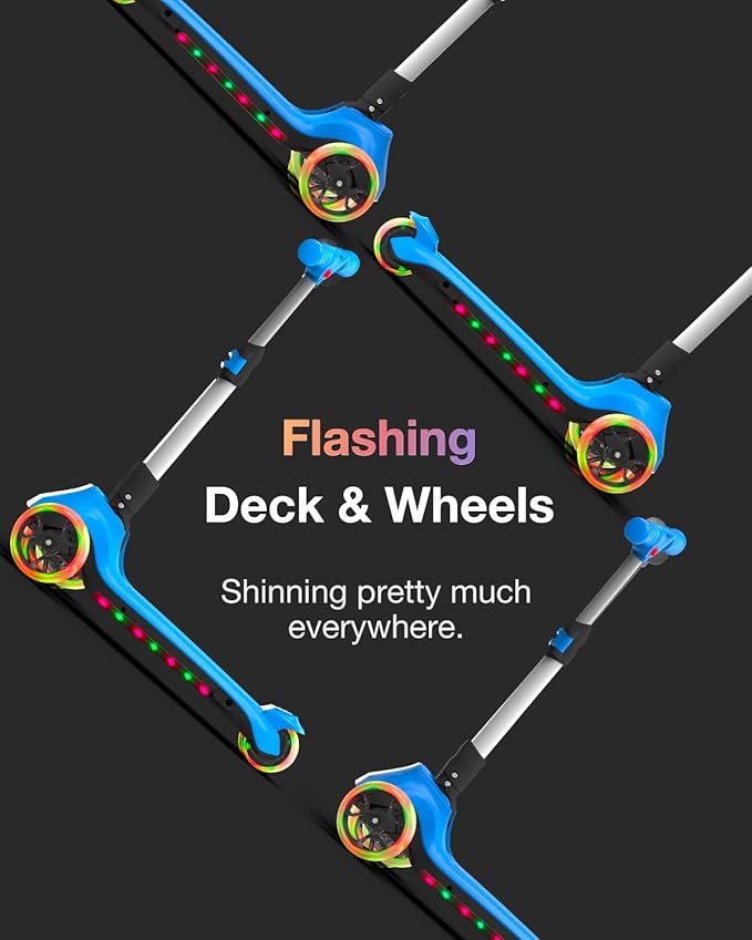 Elecorange Balance Electric Scooter for Kids Ages 2-9, 2025 Upgraded, Long Range, Friendly Thumb Throttle, Solid Wide Light Up Deck & Wheels, Adjustable Height, 5Mph Safe Limit, 60min Riding, Foldable