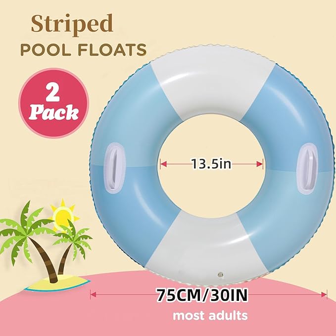 Swimming Pool Tubes-2PCS Inflatable Pool Floats for Adult Swim Ring Pool Floaties Inflatable Swimming Pool Raft Party Water Summer Beach Lounger Float Party Supplies