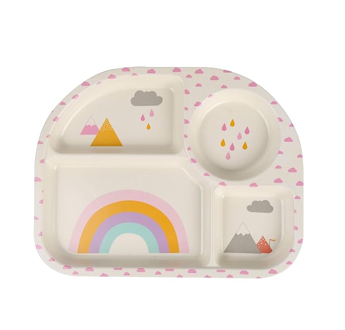 shopwithgreen 7Pcs/Set Bamboo Kids Dinnerware Set - Children Dishes - Food Plate Bowl Cup Spoon Fork Set Dishware, Cartoon Tableware, Dishwasher Safe Kids Healthy Mealtime, BPA Free