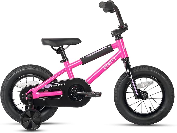 12 14 16 18 Inch Kids Bike BMX Style Bicycle with Training Wheels Coaster Brake for 2-10 Years Old Toddlers Boys Girls Multiple Colors