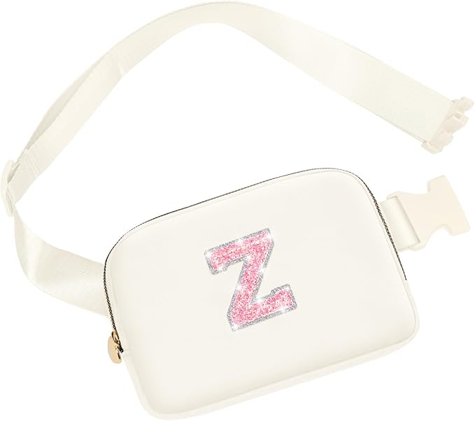 Belt Bag Fanny Pack Crossbody Bags with Initials Letter Patch，Gift Idea for Tween Daughter Granddaughter Niece Her，Cute Stuff Birthday Gifts for Teenager Girls Trendy Stuff for Teens (Cream, Z)