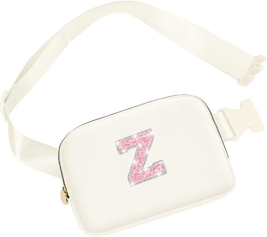 Belt Bag Fanny Pack Crossbody Bags with Initials Letter Patch，Gift Idea for Tween Daughter Granddaughter Niece Her，Cute Stuff Birthday Gifts for Teenager Girls Trendy Stuff for Teens (Cream, Z)