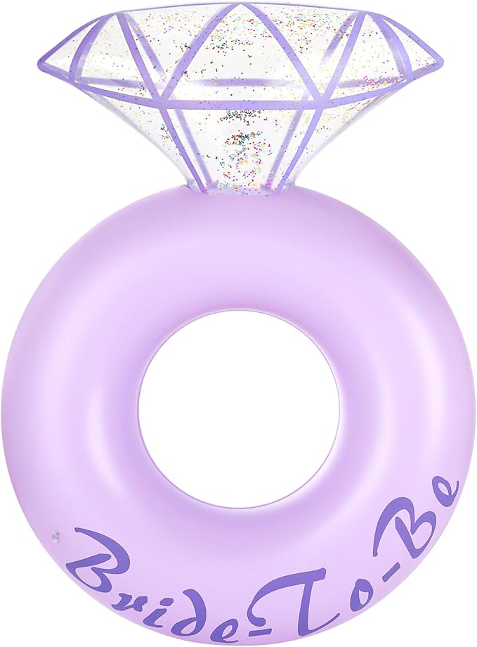 HeySplash Pool Floats, Inflatable Diamond Ring Pool Float, Large Engagement Ring Floatie for Bachelorette Party, Swim Tube River Lake Wedding Bride Stagette Decor Fun Toy Raft for Adults, Pink Blue