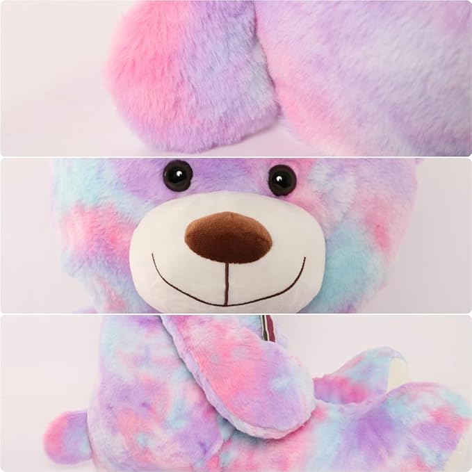 Tezituor Big Teddy Bear,Giant Rainbow Purple Teddy Bear Stuffed Animal,59 Inches Soft Plush Bear Toys,Girlfriend Weighted Baby Shower Life Size Bears Gifts for Valentines,Christmas,Birthday 5 Feet