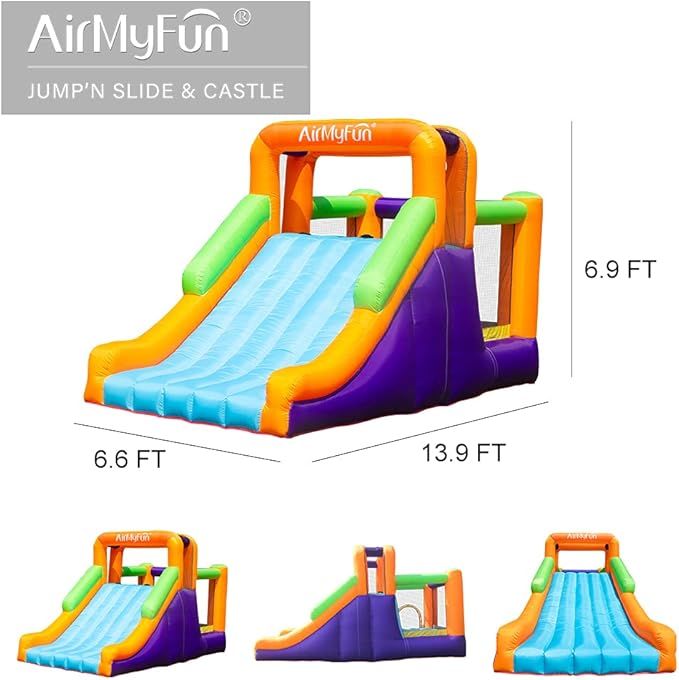 AirMyFun Bounce House with Slide Inflatable Durable Sewn Jumper Castle Bouncy House for Kids Outdoor Indoor