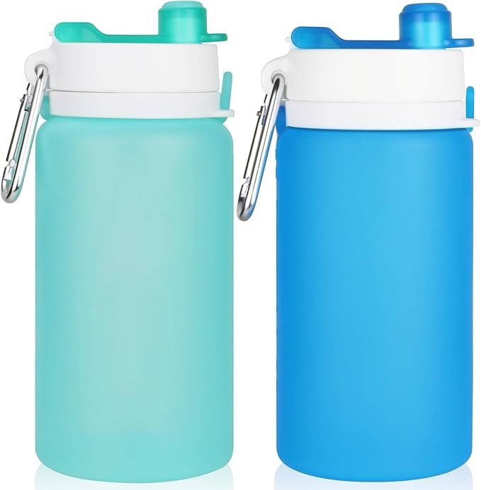 PLTCAT Collapsible Foldable BPA Free Reusable Lightweight Leak-Proof Travel Silicone Water Bottle for Travel, Gym, Hiking, Office, Camping