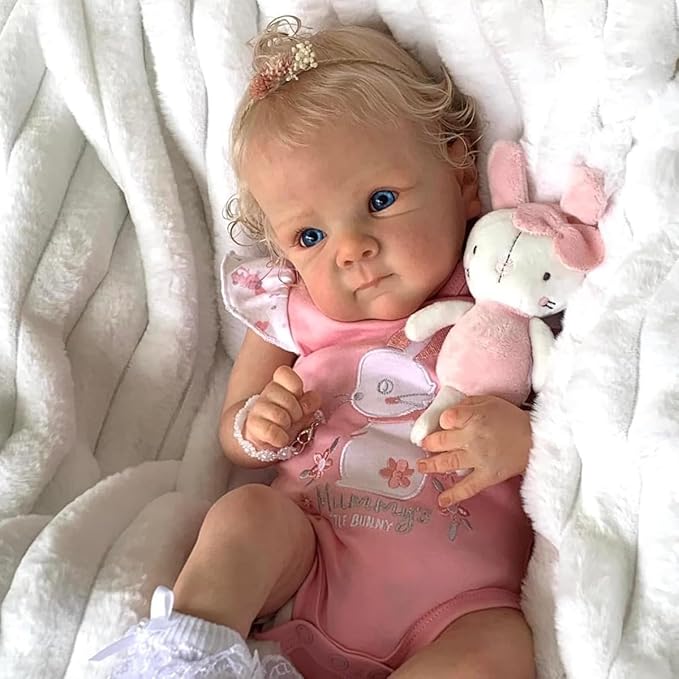 MAIHAO Reborn Baby Dolls Blonde Girl Lifelike Baby Dolls Realistic 19-Inch Reborn Doll Girl Vinyl Body Open Eyes Newborn Real Life Baby Gifts/Toys for Collection & Kids Age 3+