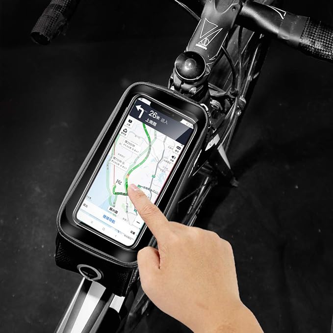 Waterproof Bike Phone Mount & Bag - Cycling Front Tube Pouch Pannier Stand For Smartphones Up To 6.7''