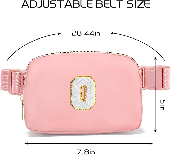 Gitus Birthday Gifts for 8 9 10 11 12 13 Year Old Girls Personalized Fanny Pack Crossbody Bags with Initial Letter Patch Belt Bag for Teen Girls Cute Trendy Stuff Travel Essentials (LightPink-O)