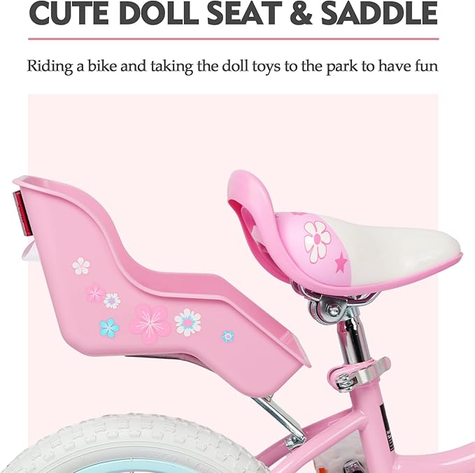 Glerc Petal Girls Bike, 12-18 Inch Kids Bike for Ages 2-9 Years Old Children, Princess Style Kids Bicycle with Training Wheels & Basket & Streamers, Multiple Colors