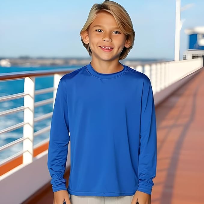 INGEAR Boys' Rash Guard UPF 50+ Swim Shirt - Lightweight, Quick-Dry, Durable Sun Protection for Swimming, Sizes XS-XL
