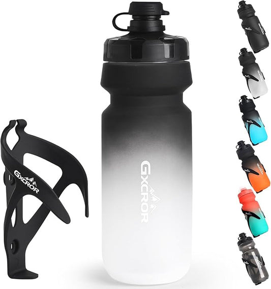 GXCROR Bike Water Bottle Holder with Bottle Combo, Lightweight, Durable & Secure Water Bottle Cage Set, Easy Installation, Fit for Sport Outdoor Cycling, MTB Road