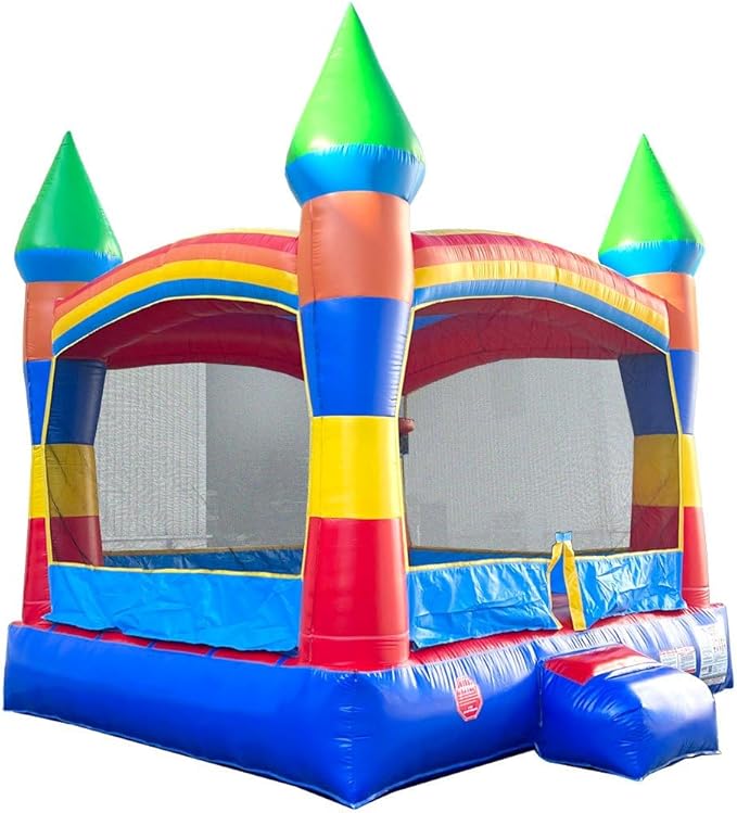 Crossover Rainbow Inflatable Bounce House, Bouncy Jump Castle for Kids and Toddlers, Outdoor Birthday Party Jumping Bouncer, Commercial-Grade, Without Blower, 13 x 12 x 14.5 Ft