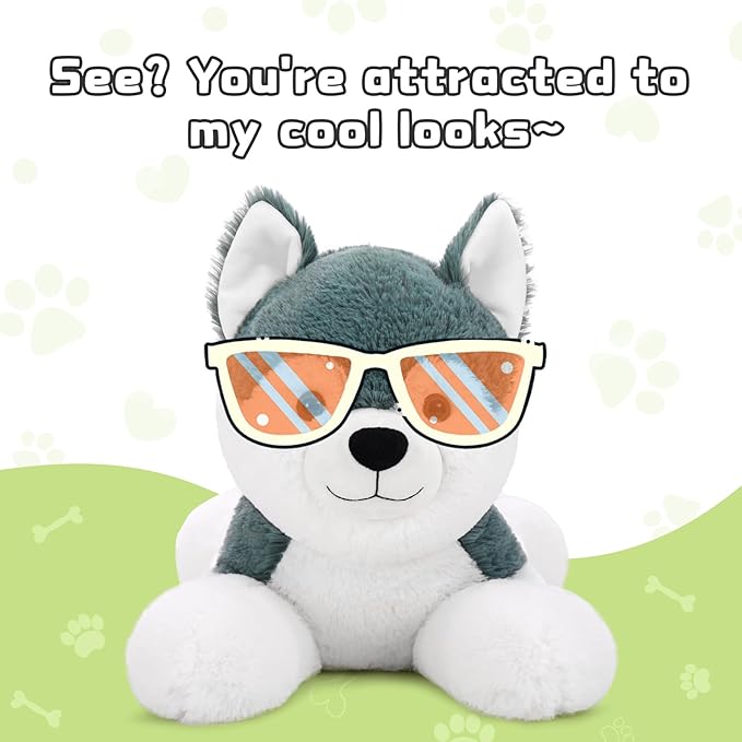 MaoGoLan 28" Giant Husky Dog Stuffed Animals,Soft and Cuddly Lifelike Husky Puppy Plush Toys, Warm Companionship Stuffed Dog Gift for Puppy Lover,Kids,Children