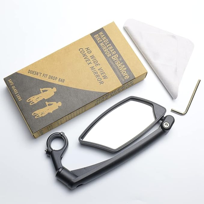 Handlebar Bike Mirror, Scratch Resistant Glass Lens, Ajustable and Rotatable Safe Rearview Bicycle Mirror